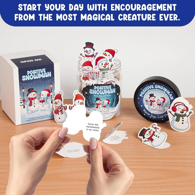 BOYESE Positive Snowman Jar with 60 Affirmation Card, Christmas Emotional Support Snowman Gifts for Women, Kids, Teens, Christmas Gifts, Stocking Stuffer for Teen Girls, Boys, Women, Men - Image 4